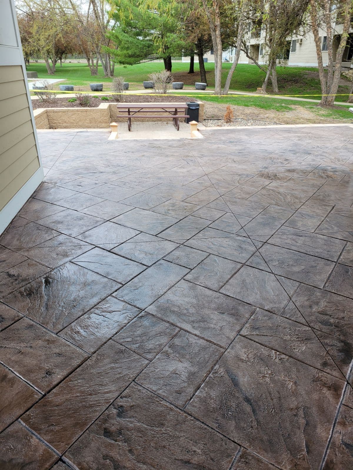 Gallery photos for Stamped Concrete Patio Adds Style to Apartment Building: Image #3